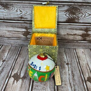 KITTY KELLER Designs Teacher Christmas Hand Painted Glass Ornament With Box NWT